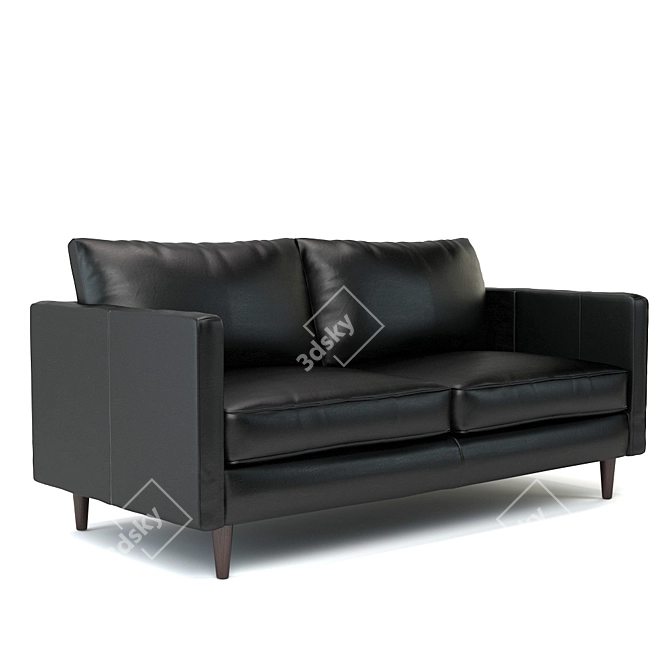 Elegant Black Leather Sofa 3D model image 1