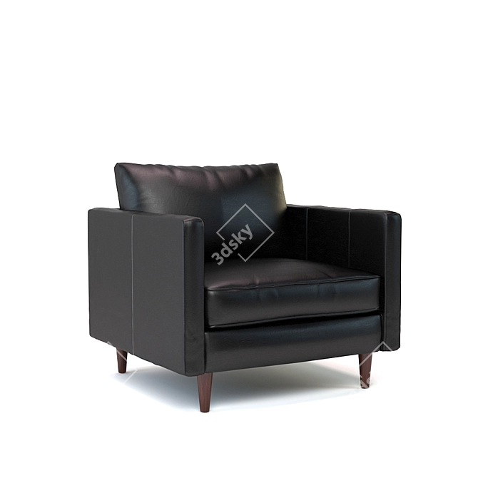 Elegant Black Leather Lawrence Armchair 3D model image 1