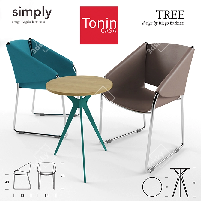 Italian Design: Tonin Casa Simply & Tree 3D model image 1