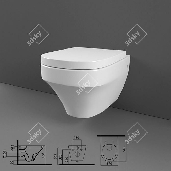 Title: AM PM Inspire Hanging Toilet 3D model image 1