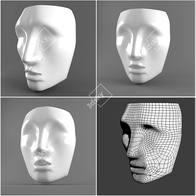 Sculpted Mask Art Object 3D model image 1