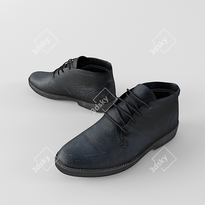 Stylish Leather Men's Shoes 3D model image 1