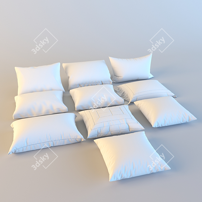 Cozy Cloud Pillows 3D model image 1