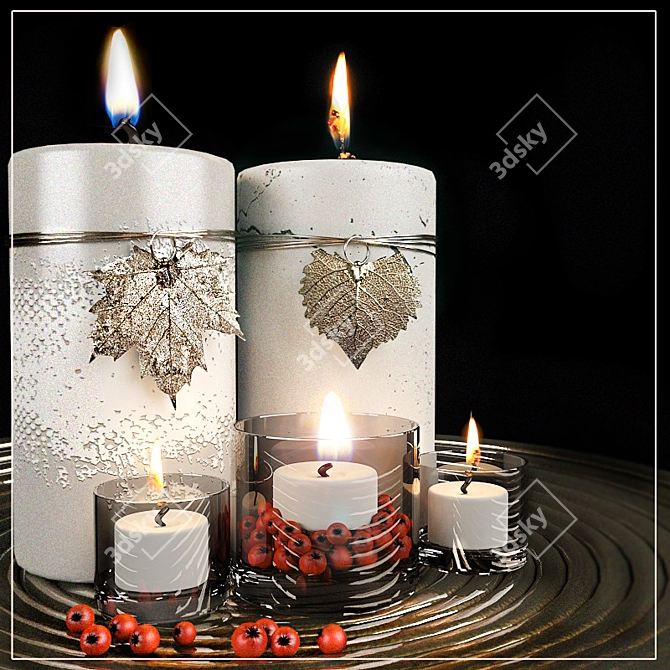 Elegant Glow: Decorative Candles 3D model image 1