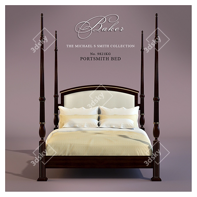 Classic Elegance: Baker Portsmith Queen Bed 3D model image 1