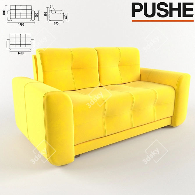 PUSHE Austin Sofa Bed: Stylish & Versatile 3D model image 1