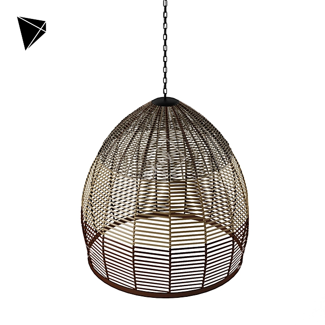 Boho Wicker Pendant Lamp 3D model image 1