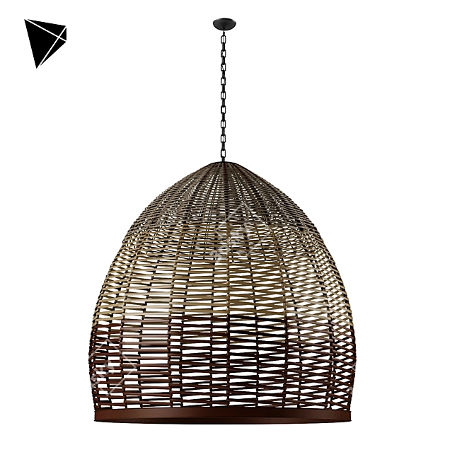 Boho Wicker Pendant Lamp 3D model image 2