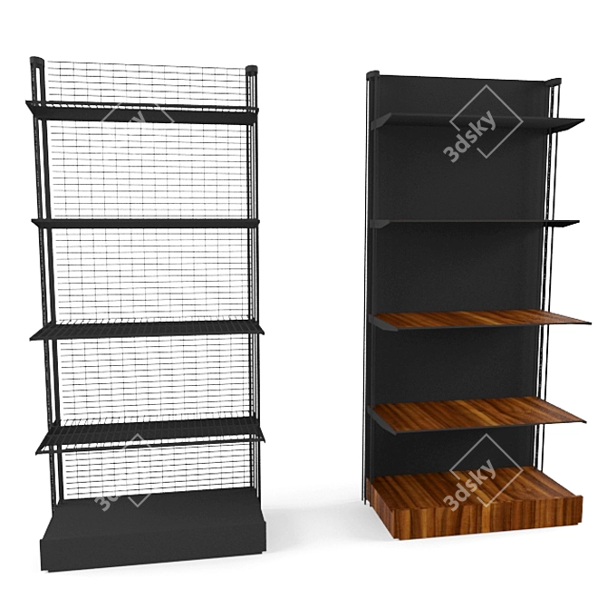 Wall-Mounted Display Rack 3D model image 1