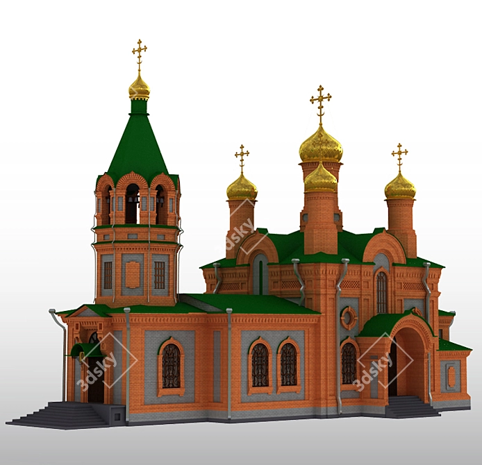 Innokentyevskaya Church Khabarovsk: A Historical Wooden Landmark 3D model image 1