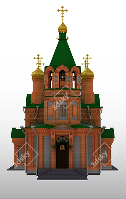 Innokentyevskaya Church Khabarovsk: A Historical Wooden Landmark 3D model image 2