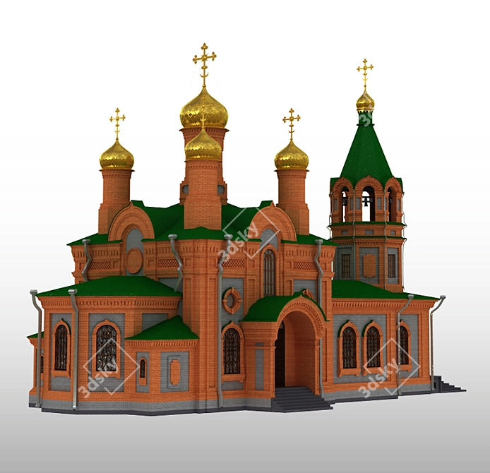 Innokentyevskaya Church Khabarovsk: A Historical Wooden Landmark 3D model image 3