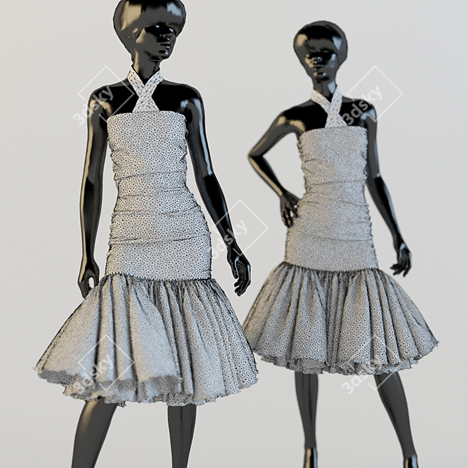 Versatile Dress: 2 Poses 3D model image 2