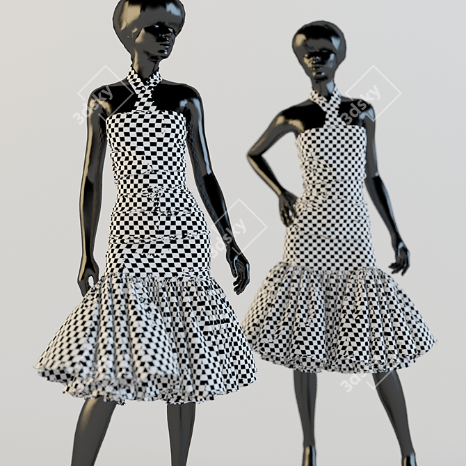 Versatile Dress: 2 Poses 3D model image 3