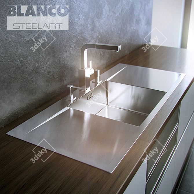 Blanco SteelArt: Elegant Stainless Steel Sink & Faucet 3D model image 1