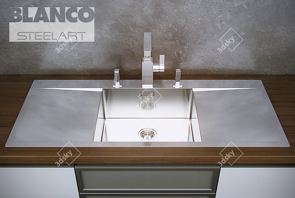Blanco SteelArt: Elegant Stainless Steel Sink & Faucet 3D model image 2