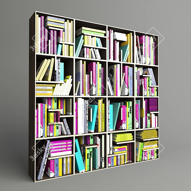 Sleek Wood Grain Bookshelf 3D model image 2