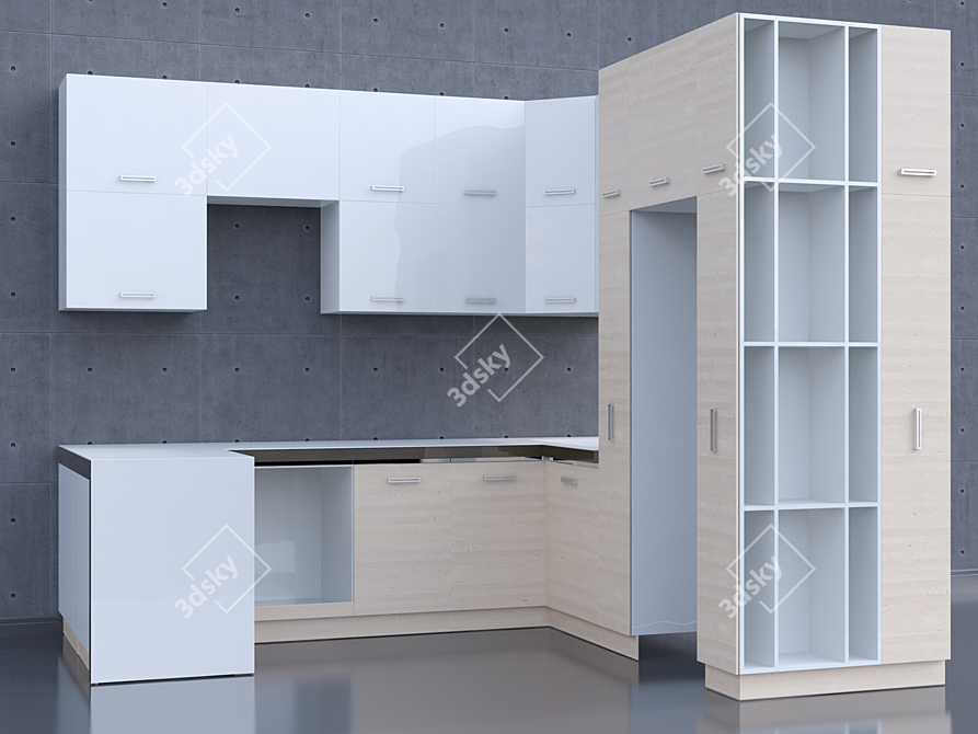 Title: Modular Kitchen Assembly Kit 3D model image 2