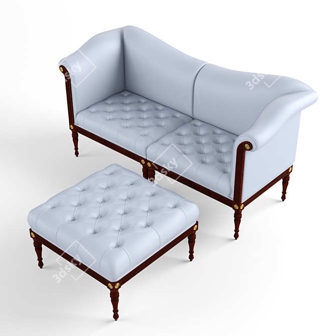 Modular Chaise with Ottoman 3D model image 1