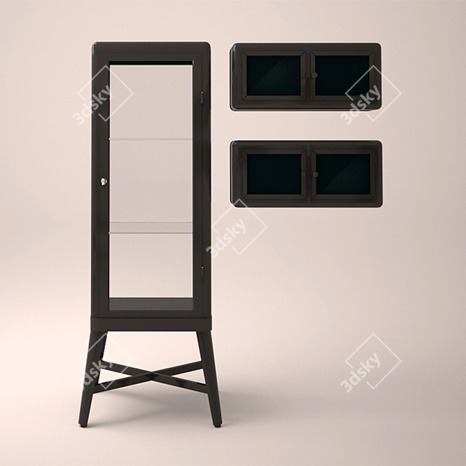 Sleek Showcased Wardrobe with Mounted Cabinet 3D model image 1