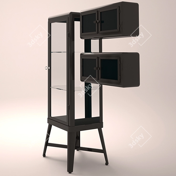 Sleek Showcased Wardrobe with Mounted Cabinet 3D model image 2