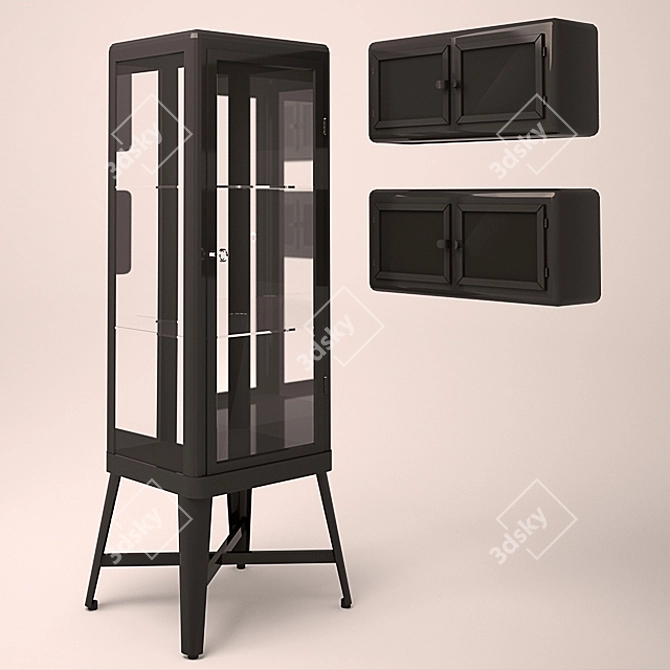 Sleek Showcased Wardrobe with Mounted Cabinet 3D model image 3