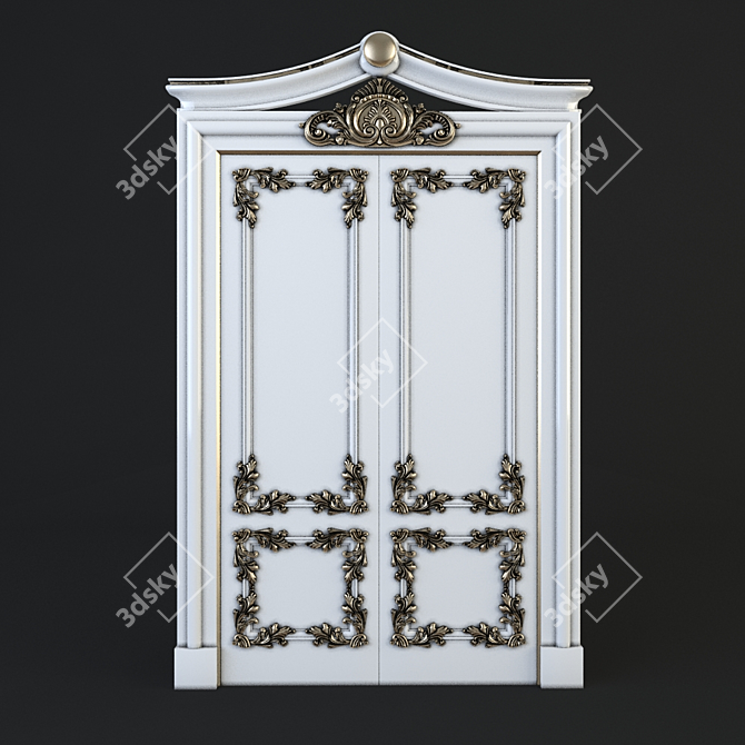 Elegant Double Entry Door 3D model image 1