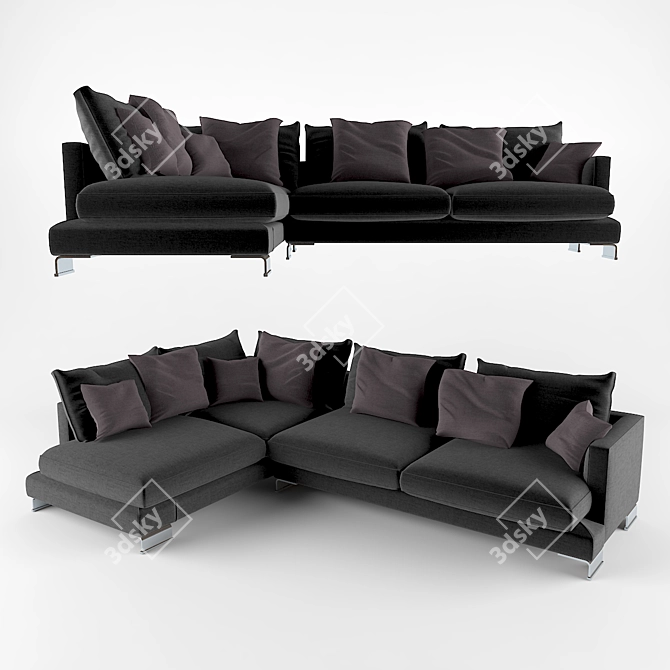 Modern L-Shaped Sofa 3D model image 1