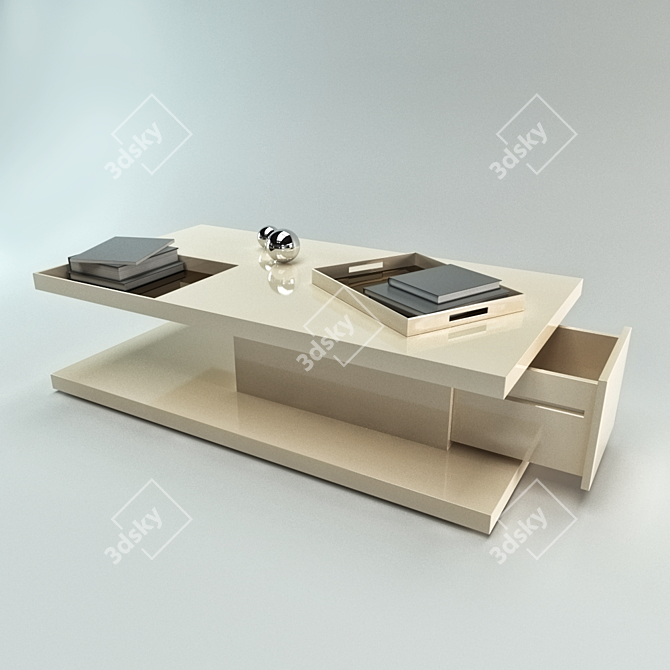 SALDANHA Coffee Table: Customizable Finishes & Inlays 3D model image 1