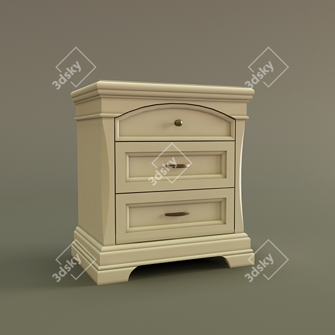 Elegant Aurora Avorio Bedside Table 3D model image 1