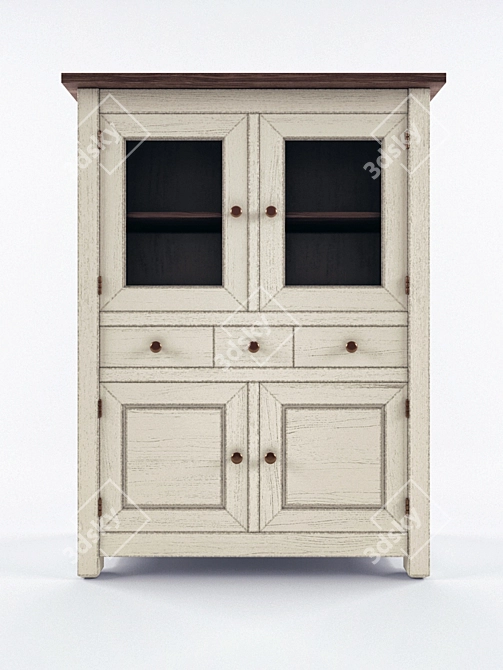 Classic Wood China Cabinet - Elegant Storage Solution 3D model image 1