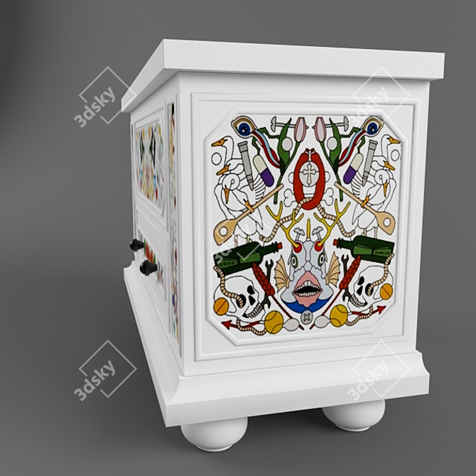 Antique-inspired Painted Pine Chest 3D model image 2