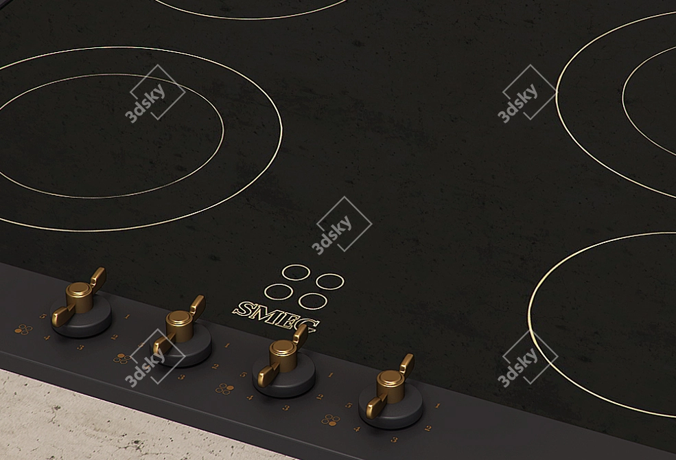 Sleek 60cm SMEG Cooktop 3D model image 2