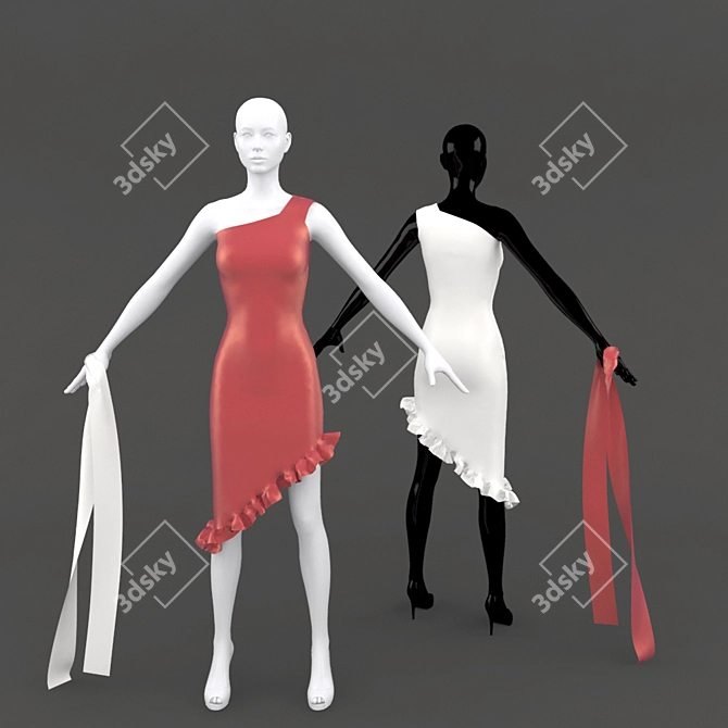 Monochrome Mannequin: Black and White Perfection 3D model image 1