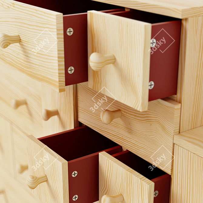 Versatile Wooden Locker and Module 3D model image 2