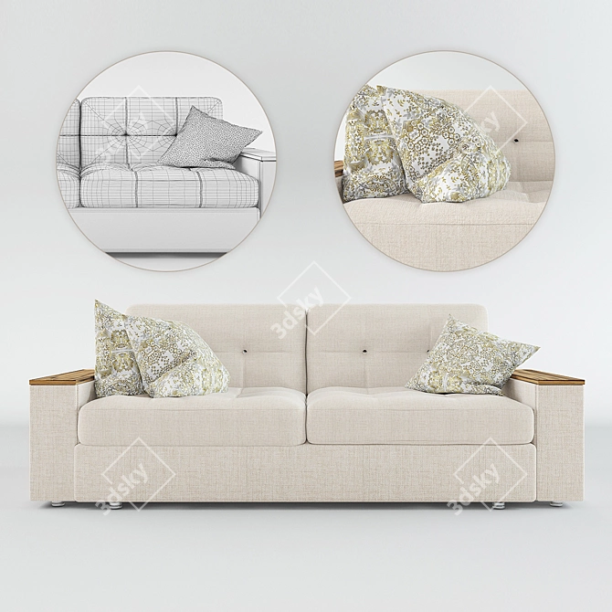 Modern Faux Leather Sofa 3D model image 1