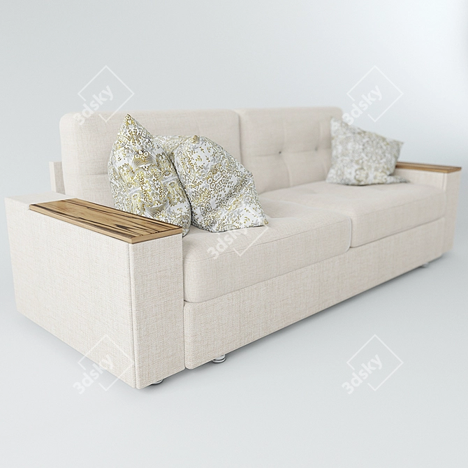 Modern Faux Leather Sofa 3D model image 2