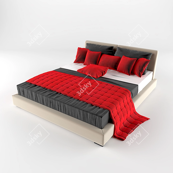 Sleek Bed Set: Modern Elegance 3D model image 1