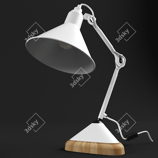 Title: Gras No.207 Oak Desk Lamp 3D model image 1