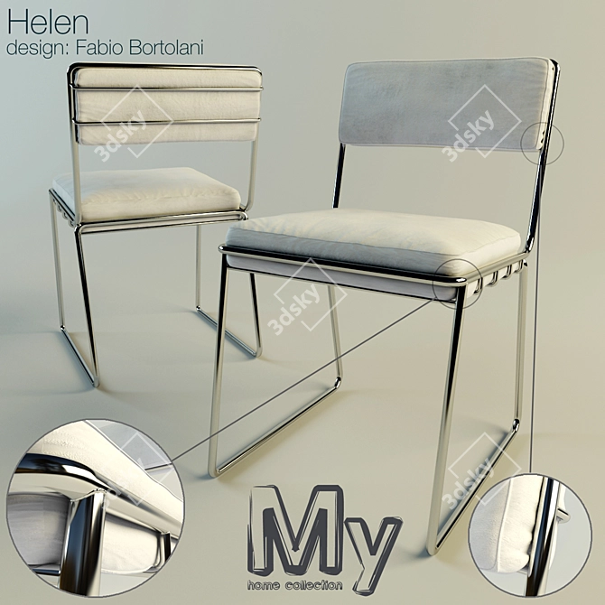 Modern Chrome Helen Chair by Fabio Bortolani 3D model image 1