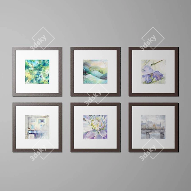 Vibrant Watercolor Prints 3D model image 1