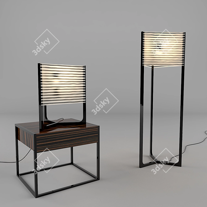 Modern Table-Floor Lamp with Side Table 3D model image 1