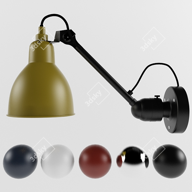 Graceful Adjustable Wall Lamp 3D model image 1