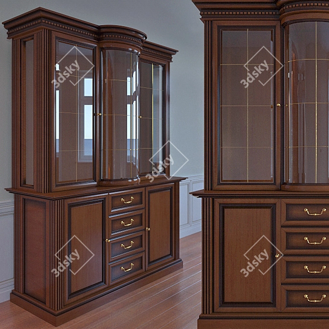 Modern Glass Display Cabinet 3D model image 1