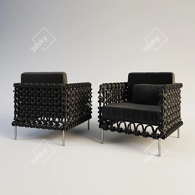 Cabaret Woven Armchair 3D model image 1