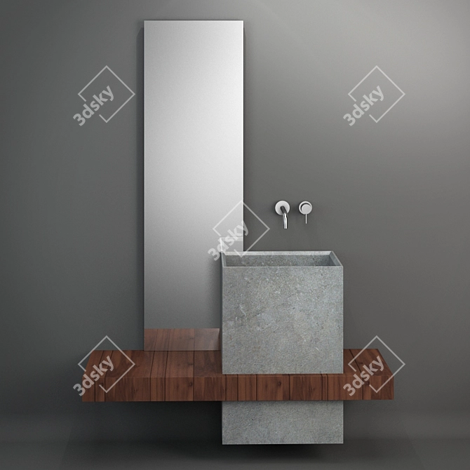 Modern and Spacious Bathroom Composition 3D model image 1