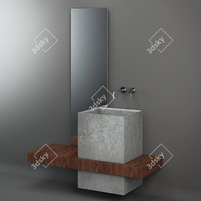 Modern and Spacious Bathroom Composition 3D model image 2