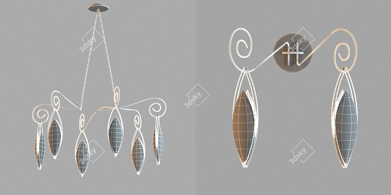 Elegant Creole Pendant Light 3D model image 3