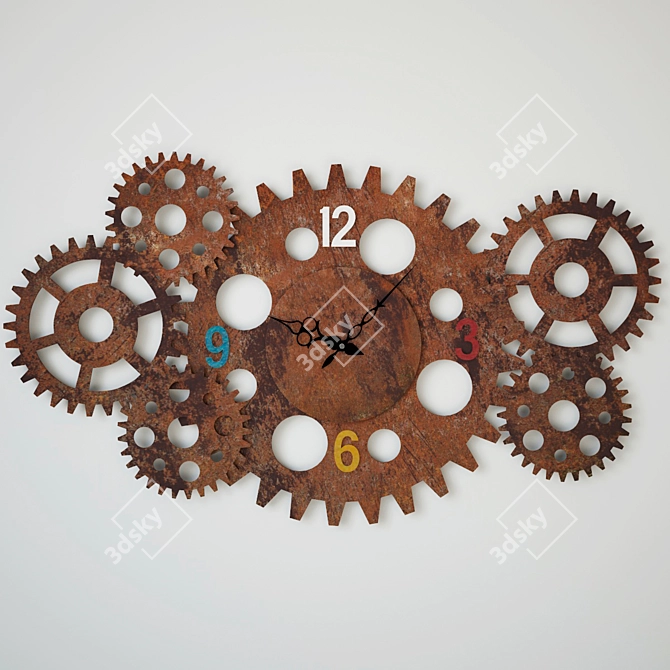 Gear Wheel Wall Clock 3D model image 1
