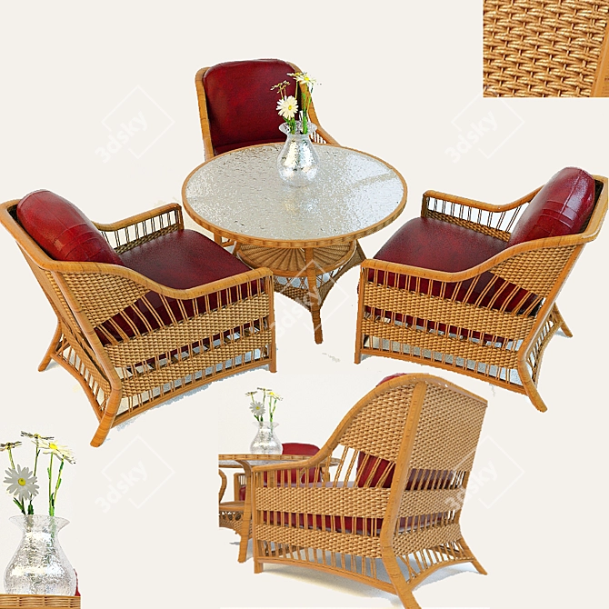 Modern Outdoor Seating Set 3D model image 1